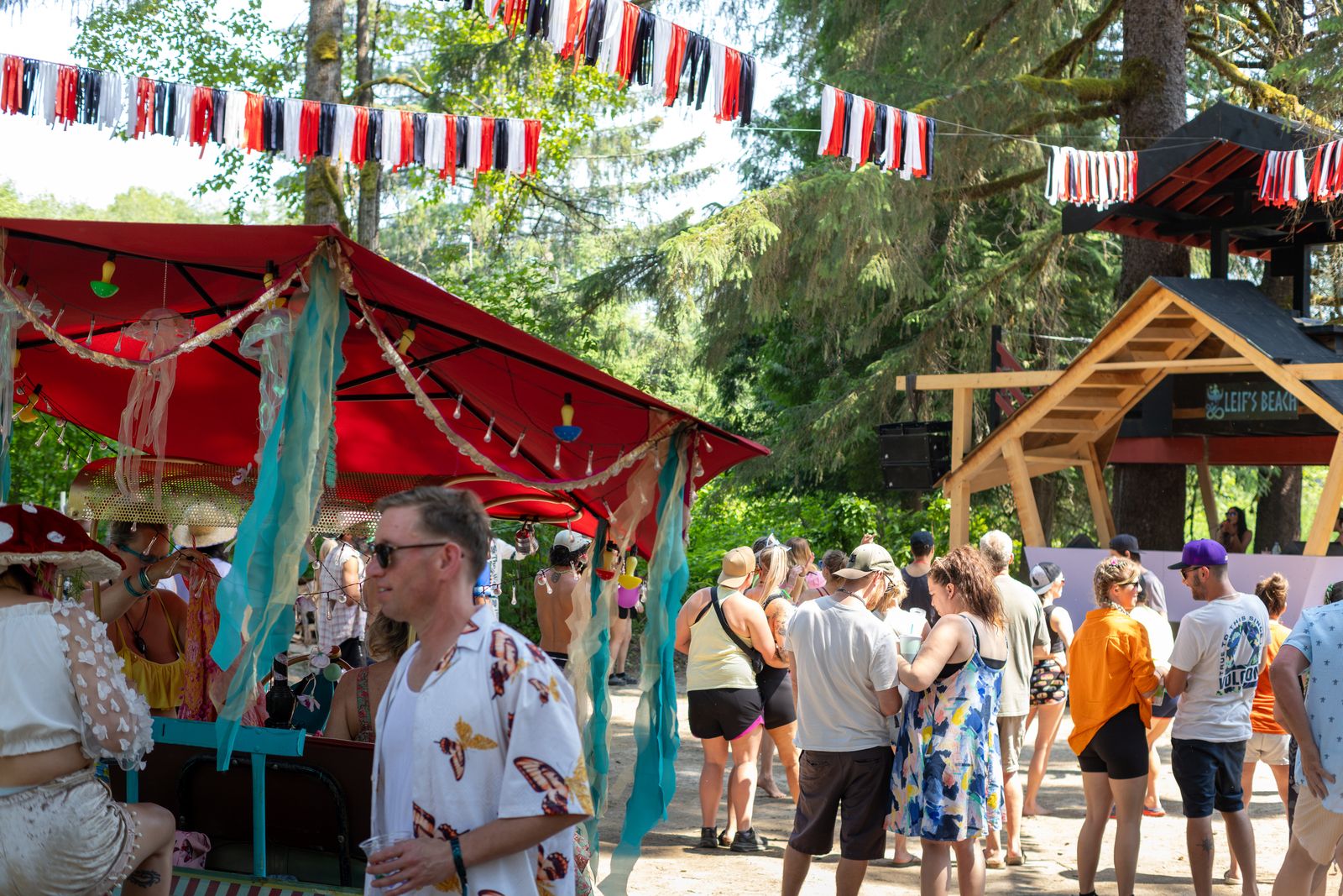 Festival goers near Leifs Beach stage area