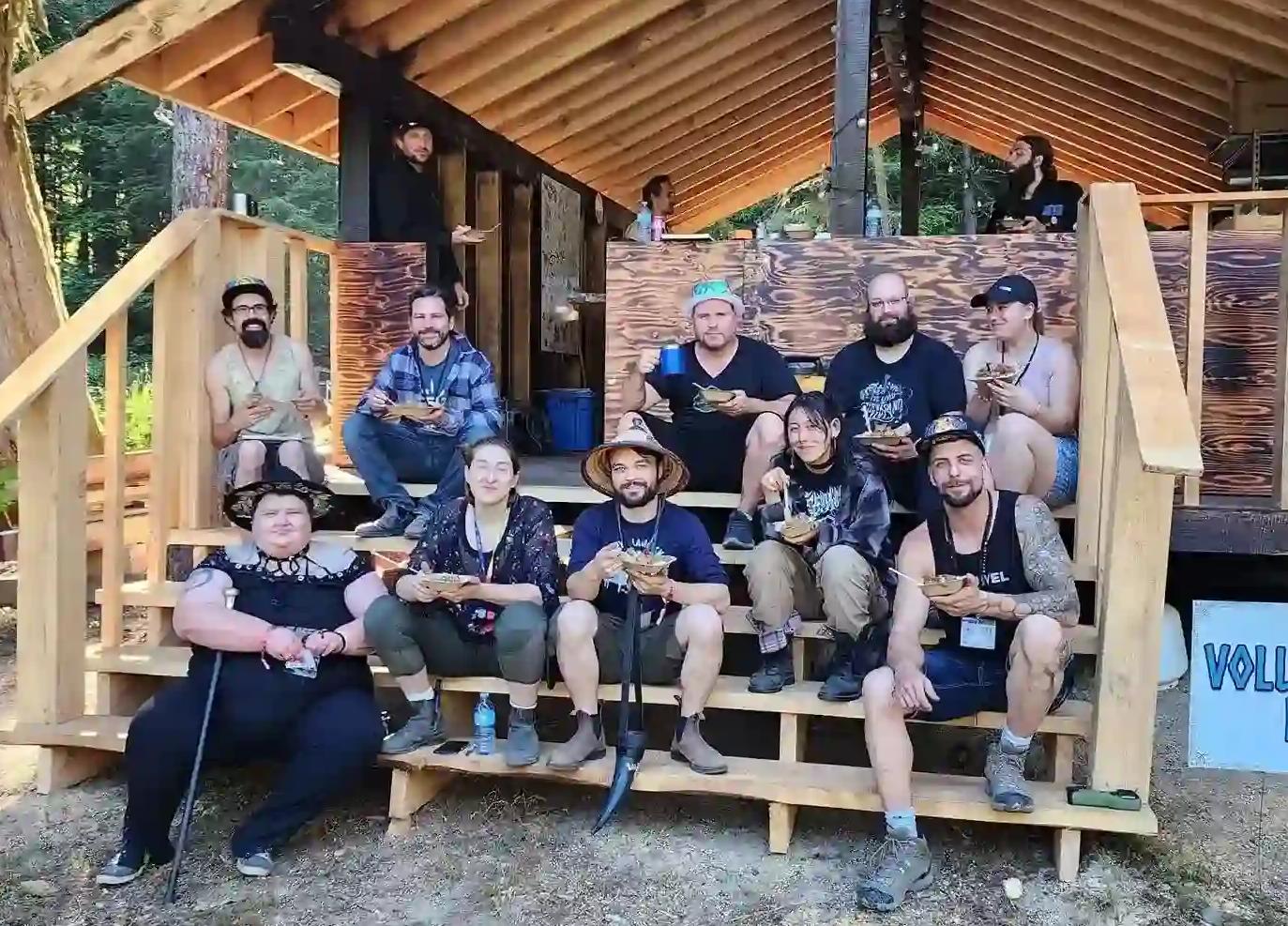 ValhallaFest volunteers relaxing at the Volunteer HQ