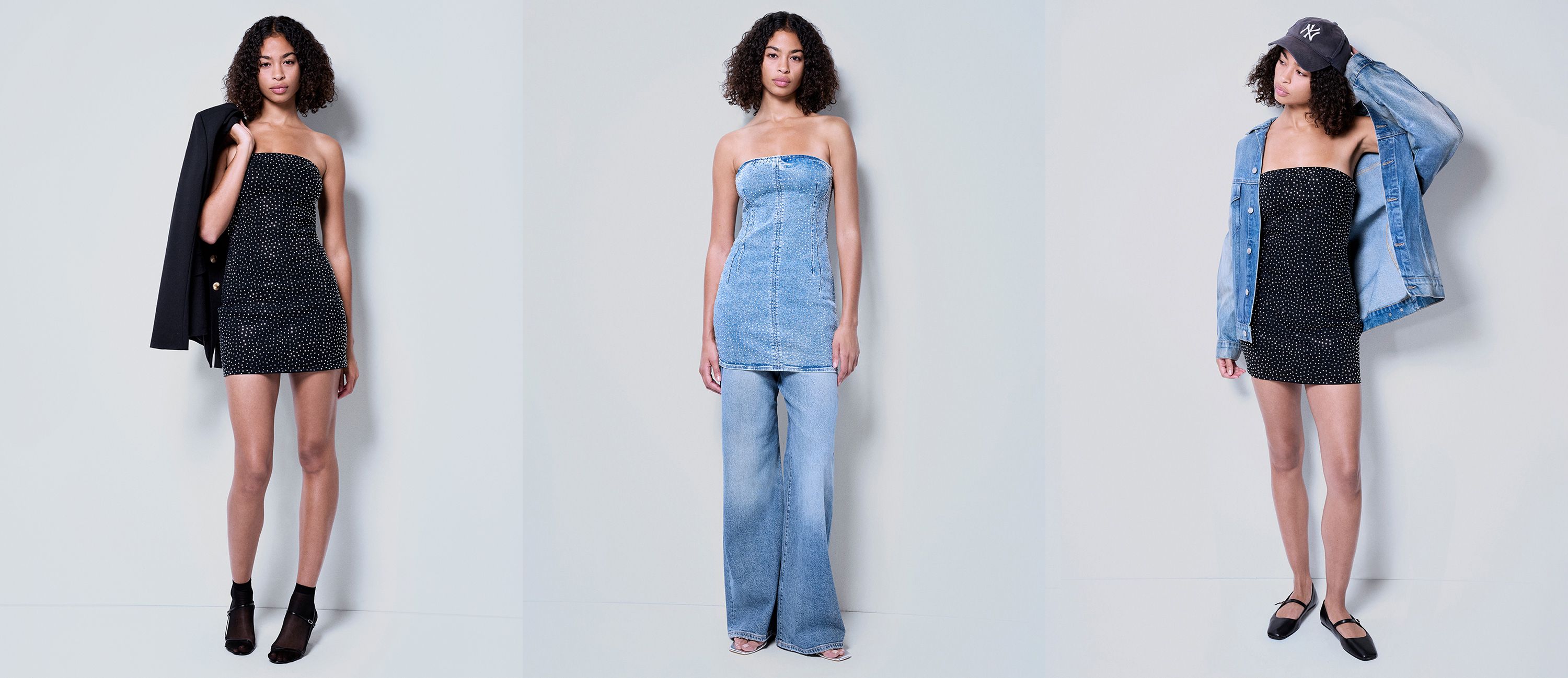 image of a woman wearing a black crystal dress