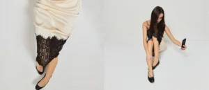 SATIN LACE SLIP MIDI SKIRT | BLACK001