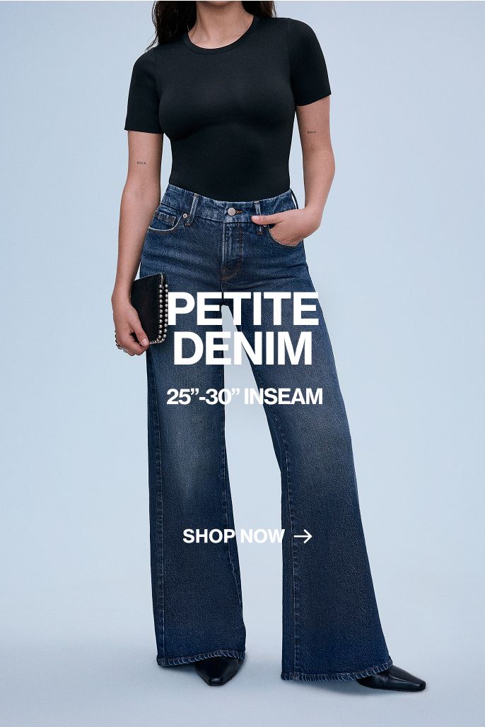 women wearing blue petite jeans