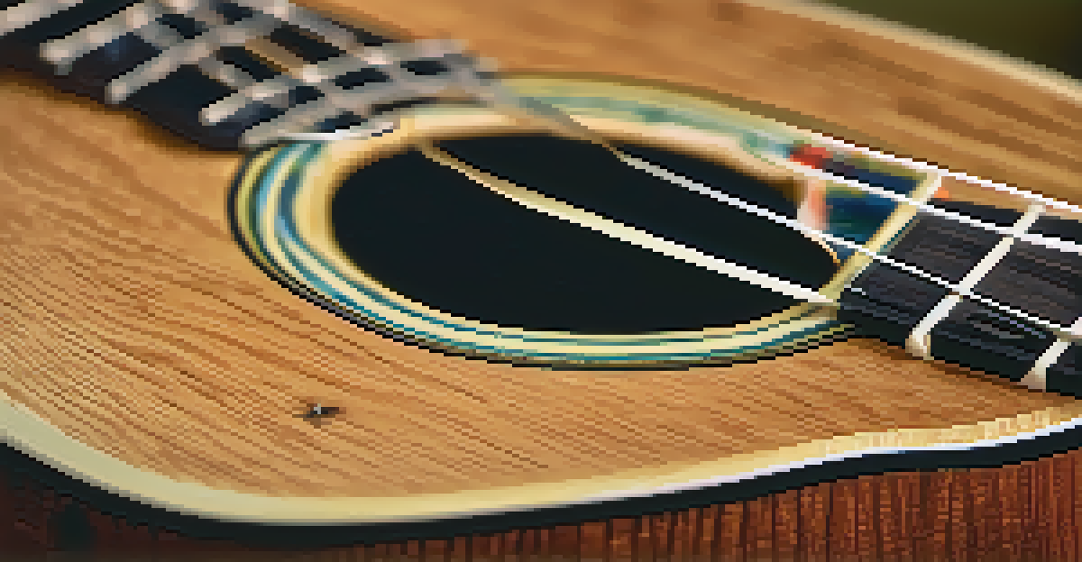 A side profile of a ukulele, focusing on the precision of the neck joint, with soft lighting enhancing the wood patterns.