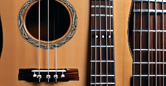 A detailed close-up of a mahogany ukulele neck, highlighting the wood grain and smooth finish, with visible silver frets on a rosewood fretboard.