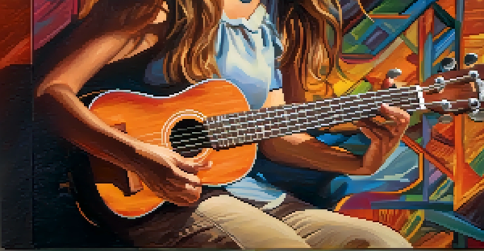 Close-up of a musician's hands strumming a ukulele, showcasing fluid wrist movement and relaxed fingers with warm lighting in the background.