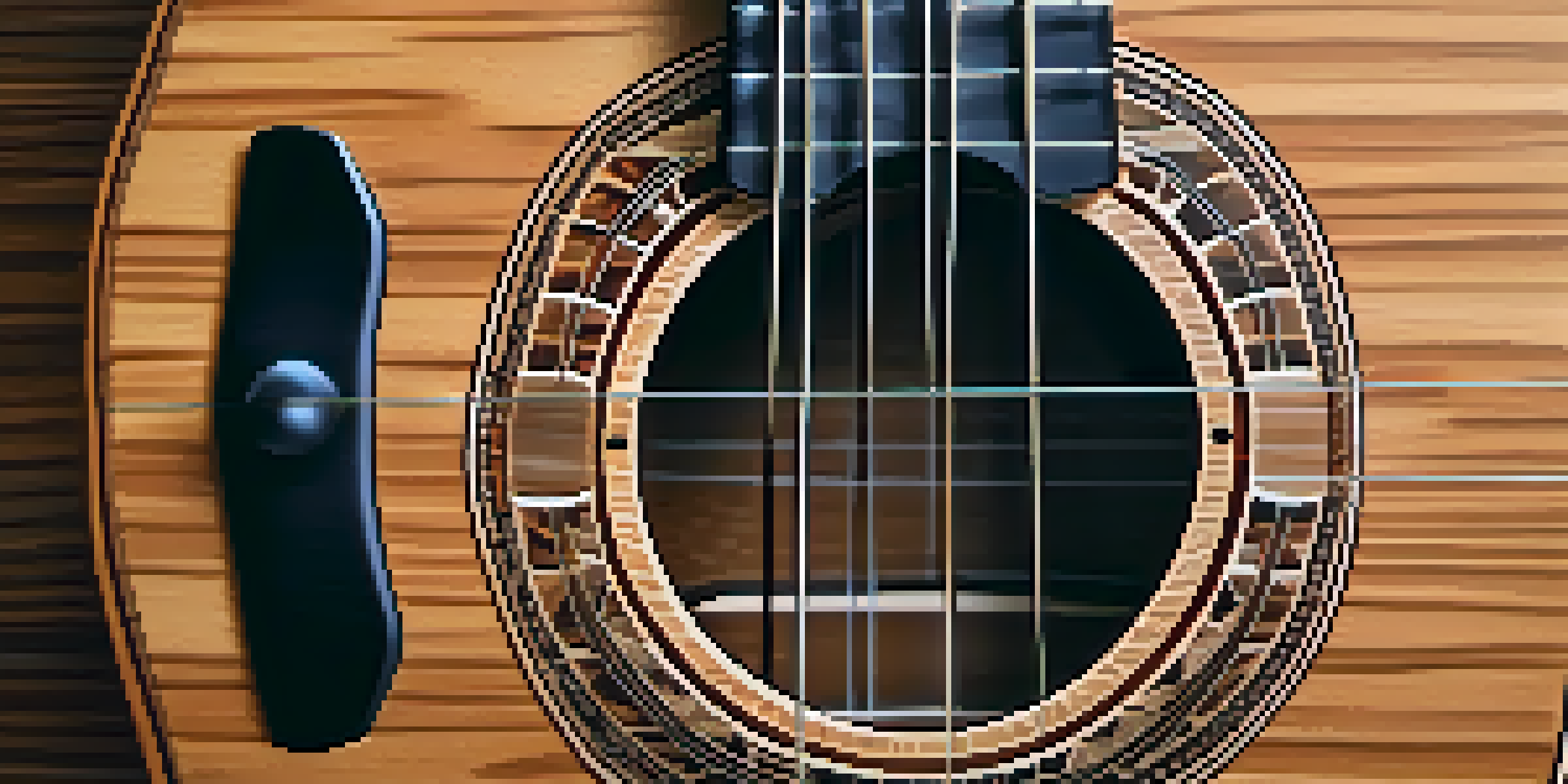 A close-up image of a ukulele displaying its wood grain, soundhole, and inlays under soft lighting.