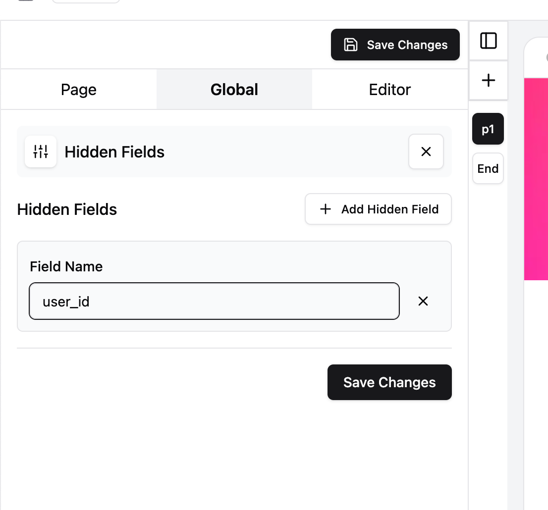 Configure Hidden Fields