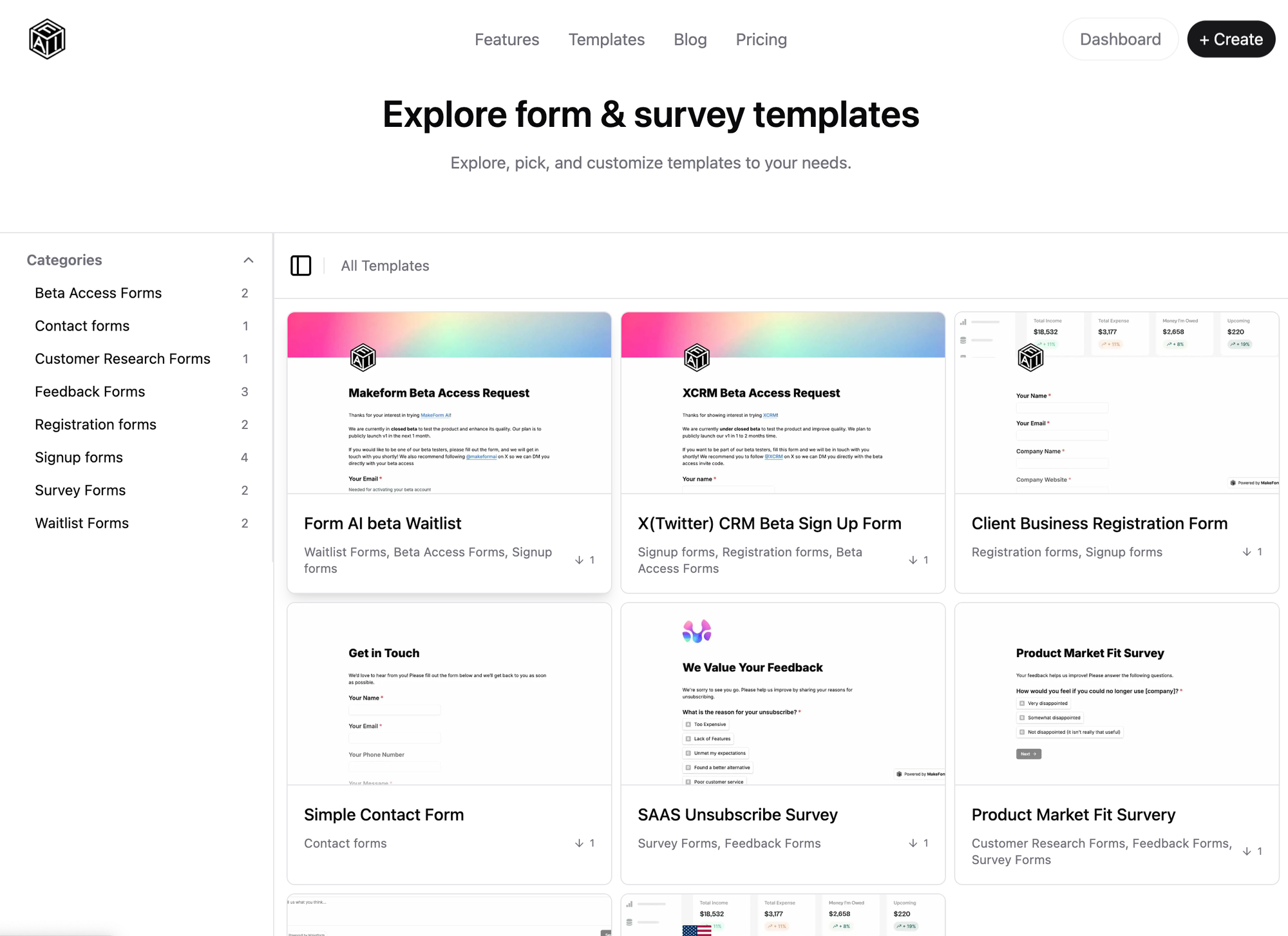 Form Templates Gallery Screenshot