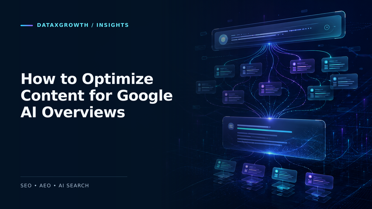 How to Optimize Content for Google AI Overviews — Alt: Abstract query fan-out across supporting content cards converging into a synthesized answer.