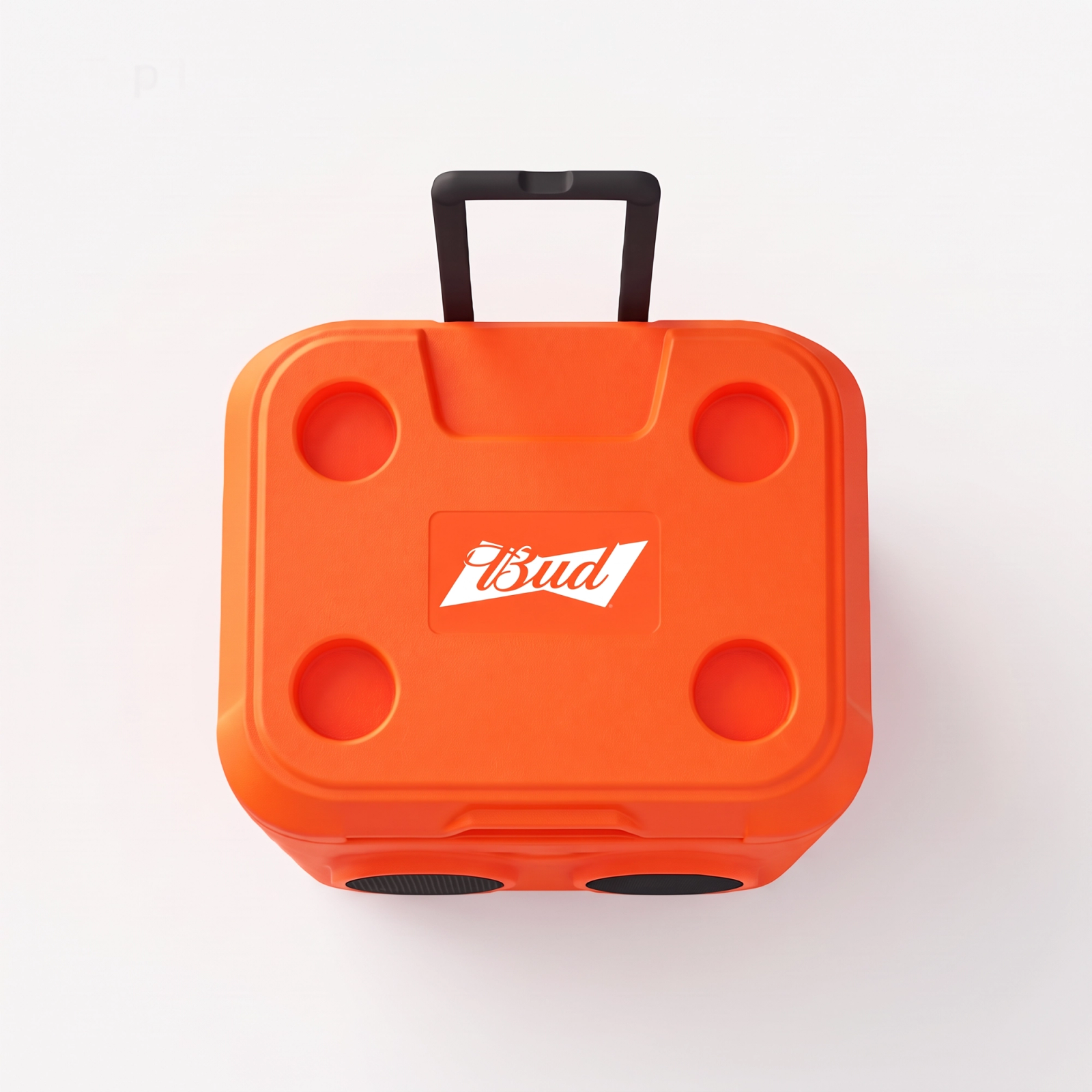 Bud cool box seen from above, with cup holders in the lid