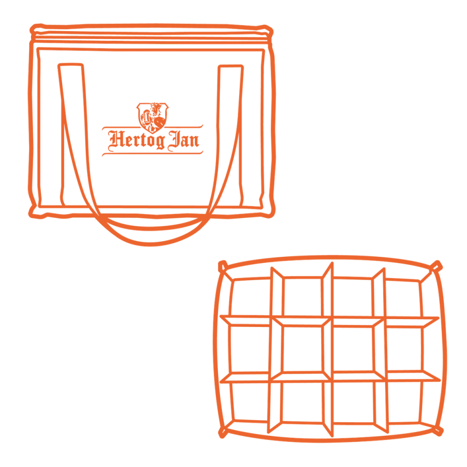 Concept sketch of a Hertog Jan coolbag with its removable grid