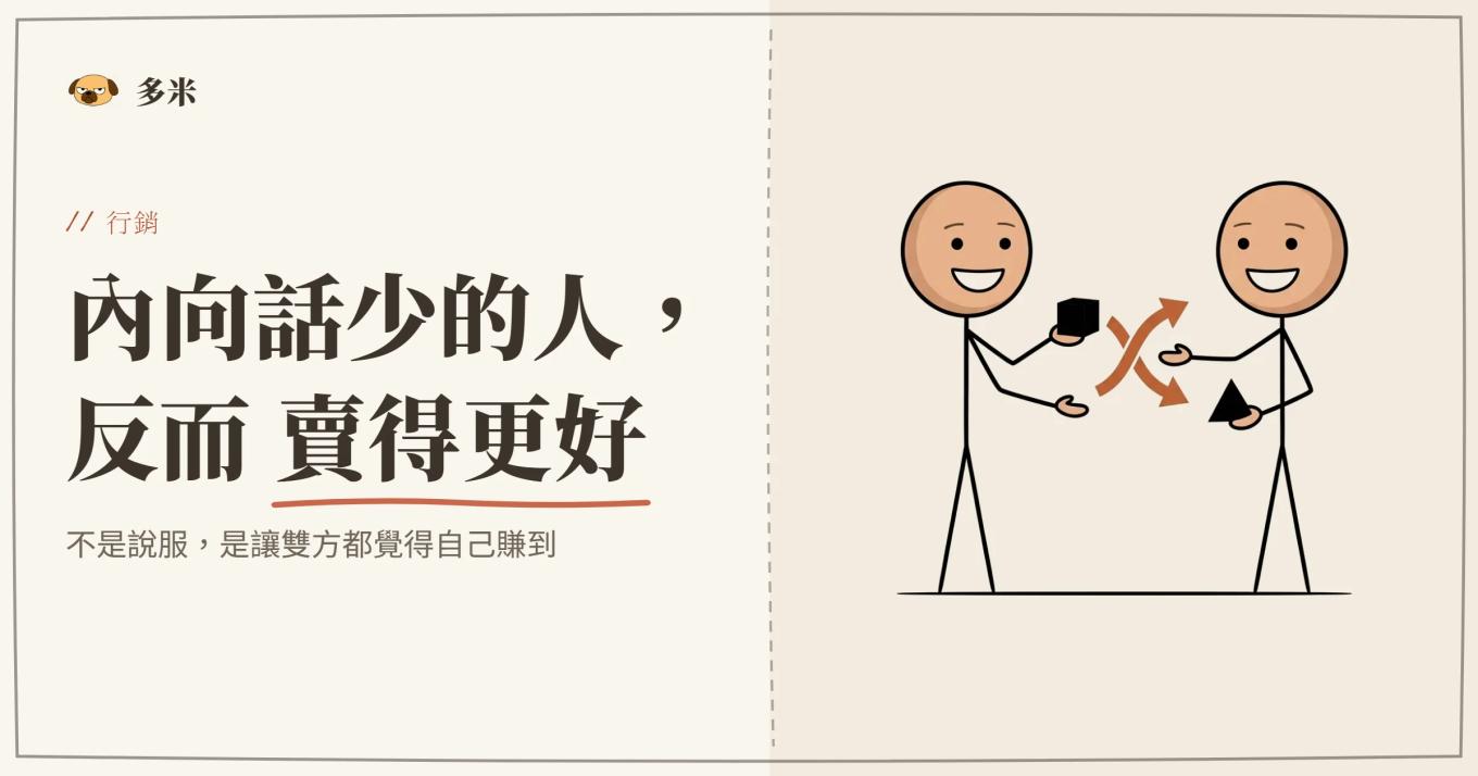 封面，兩個火柴人交換不同的東西、彼此都覺得賺到的插圖