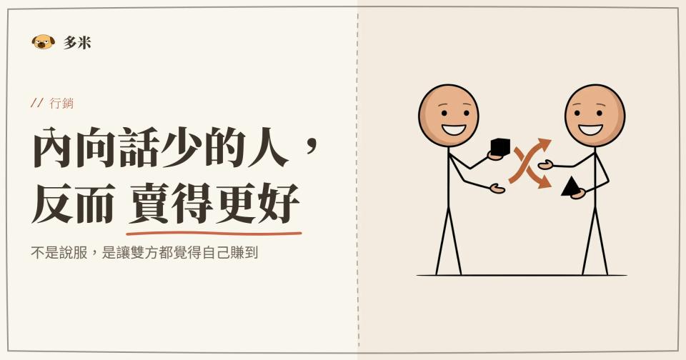 封面，兩個火柴人交換不同的東西、彼此都覺得賺到的插圖