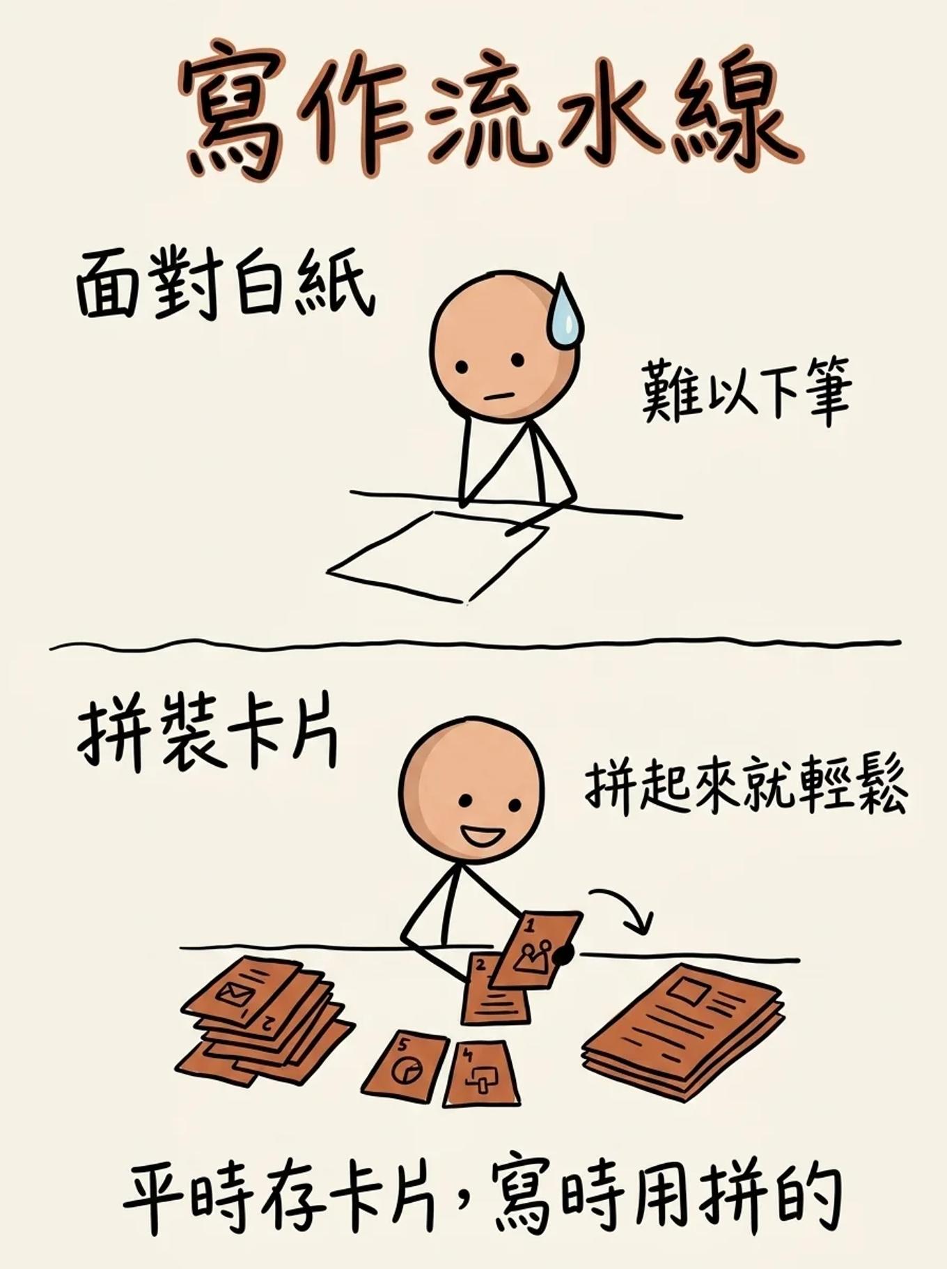寫作流水線：面對白紙難以下筆，把平時累積的卡片拼裝串成文章就輕鬆多了