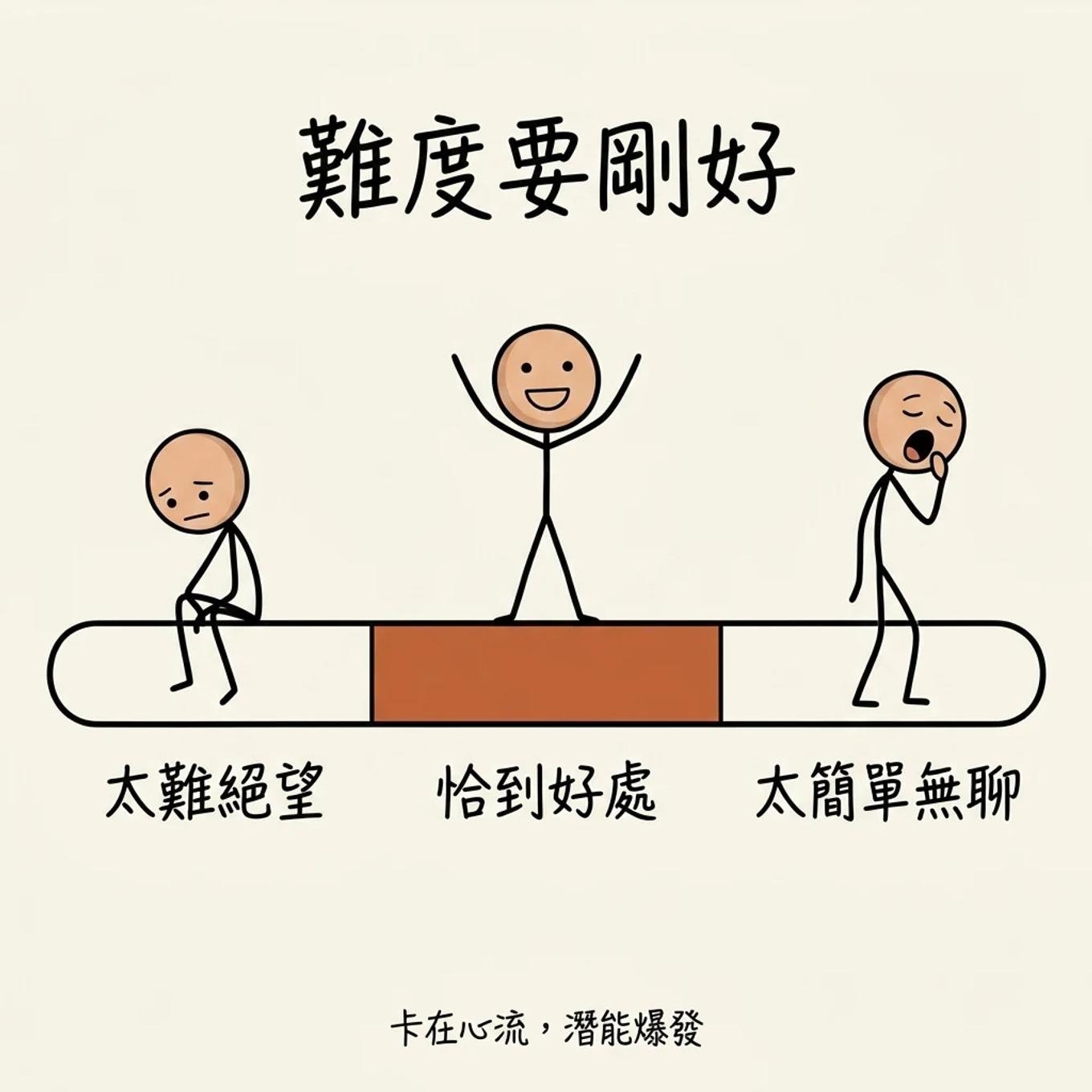 OKR 難度光譜：太難會絕望、太簡單會無聊，目標卡在恰到好處的心流區才激發潛能