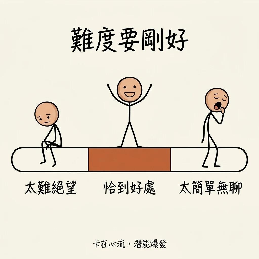 OKR 難度光譜:太難會絕望、太簡單會無聊,目標卡在恰到好處的心流區才激發潛能