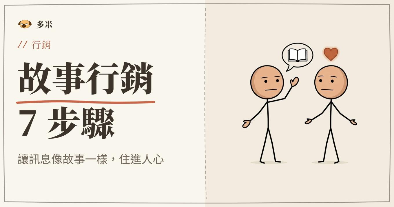 故事行銷封面，火柴人流程鏈插圖