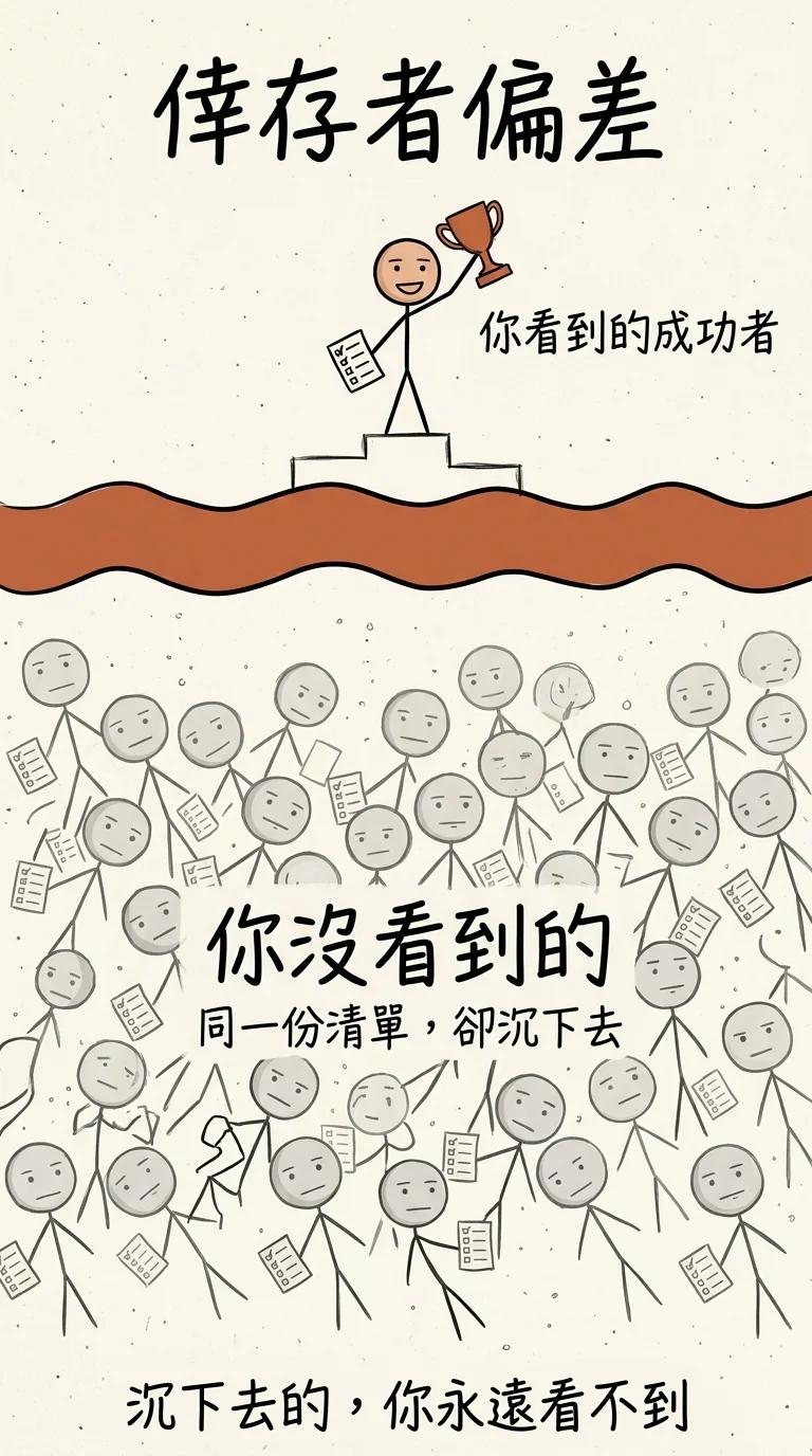 倖存者偏差:你看到台上拿獎盃的成功者,看不到水面下拿同一份清單卻沉下去的一大票人