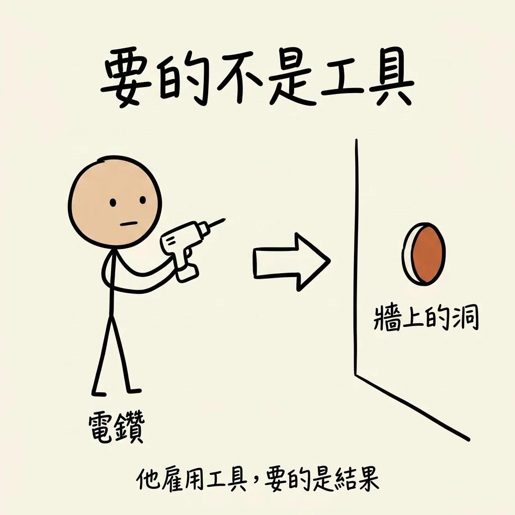 JTBD 電鑽與洞:顧客要的不是電鑽工具,是牆上那個洞,雇用工具要的是結果