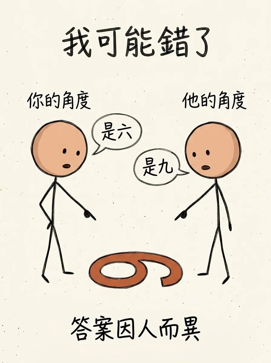 我可能錯了:同一件事從不同角度看是六或是九,立場不同答案因人而異