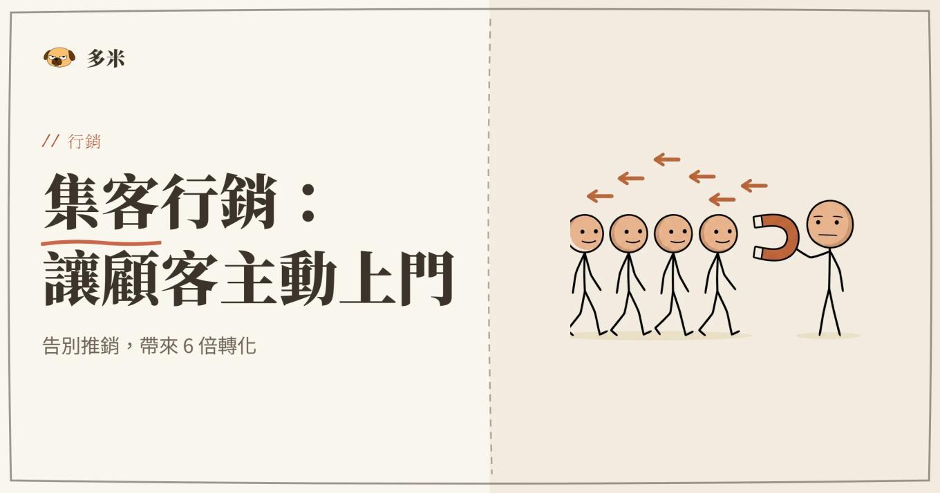 集客式行銷封面，火柴人磁鐵插圖