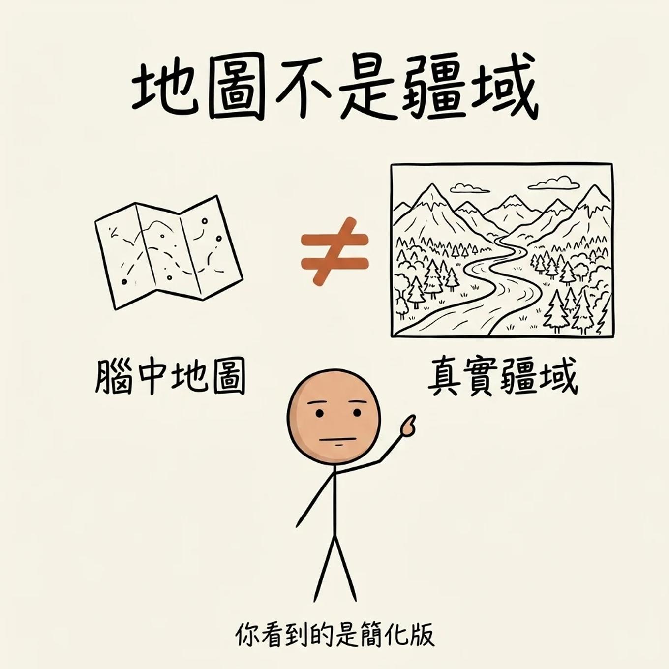 NLP 地圖不等於疆域：大腦感知的是簡化過的腦中地圖，不是真實疆域