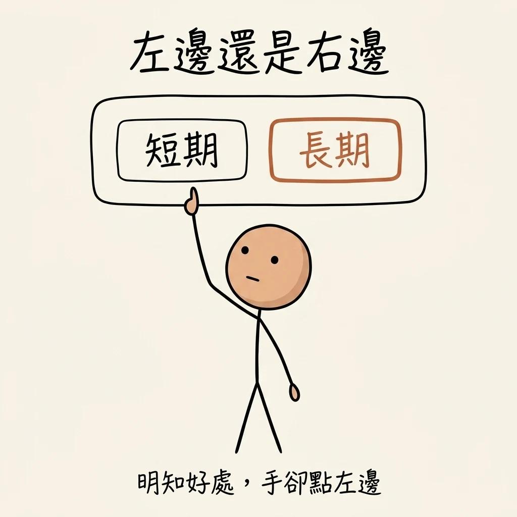 短期 vs 長期的選擇:每次行動前都像彈出對話框,明知長期好處,手卻點向左邊的短期