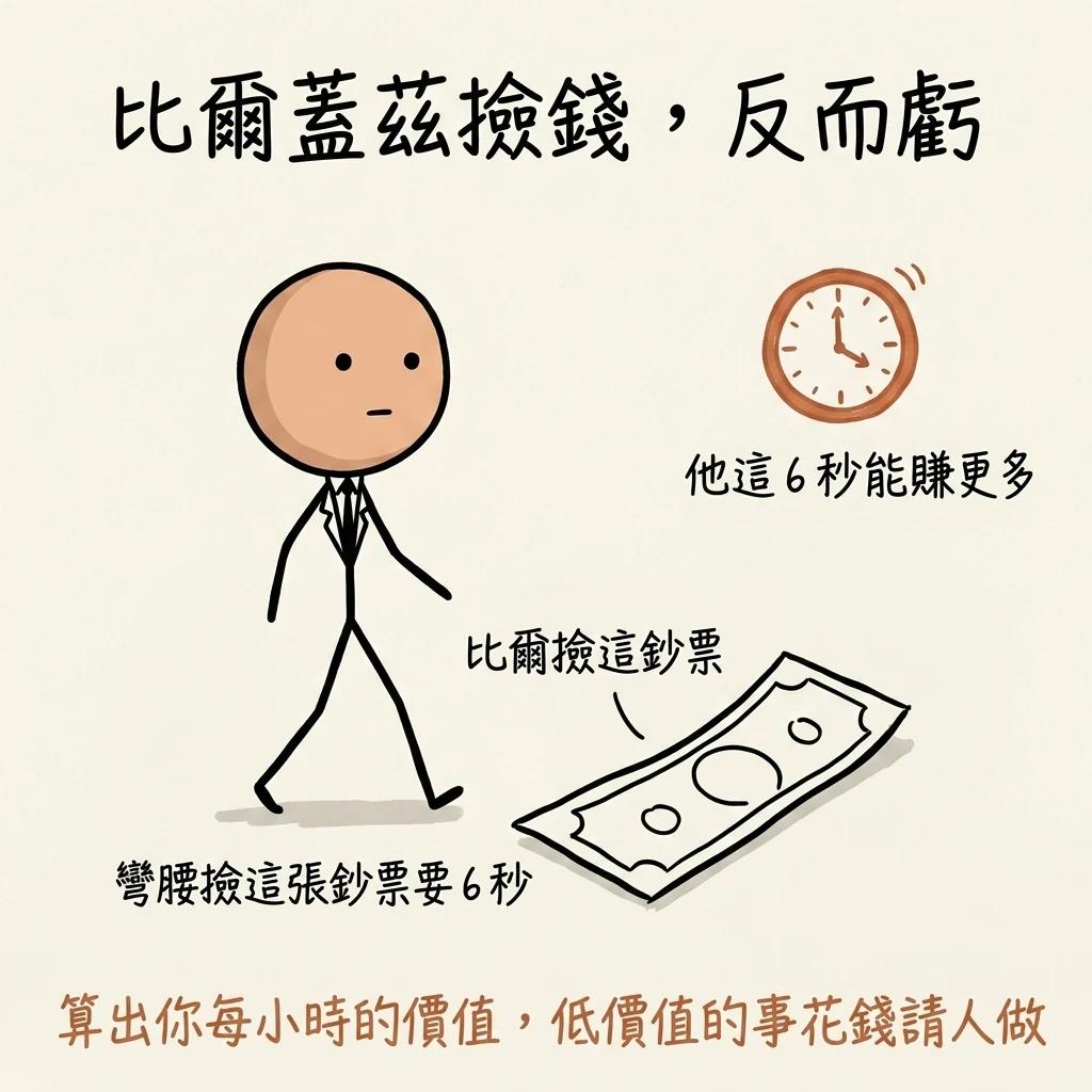 比爾蓋茲撿錢反而虧:彎腰撿這張鈔票要六秒,他這六秒能賺更多,算出你每小時的價值低價值的事花錢請人做
