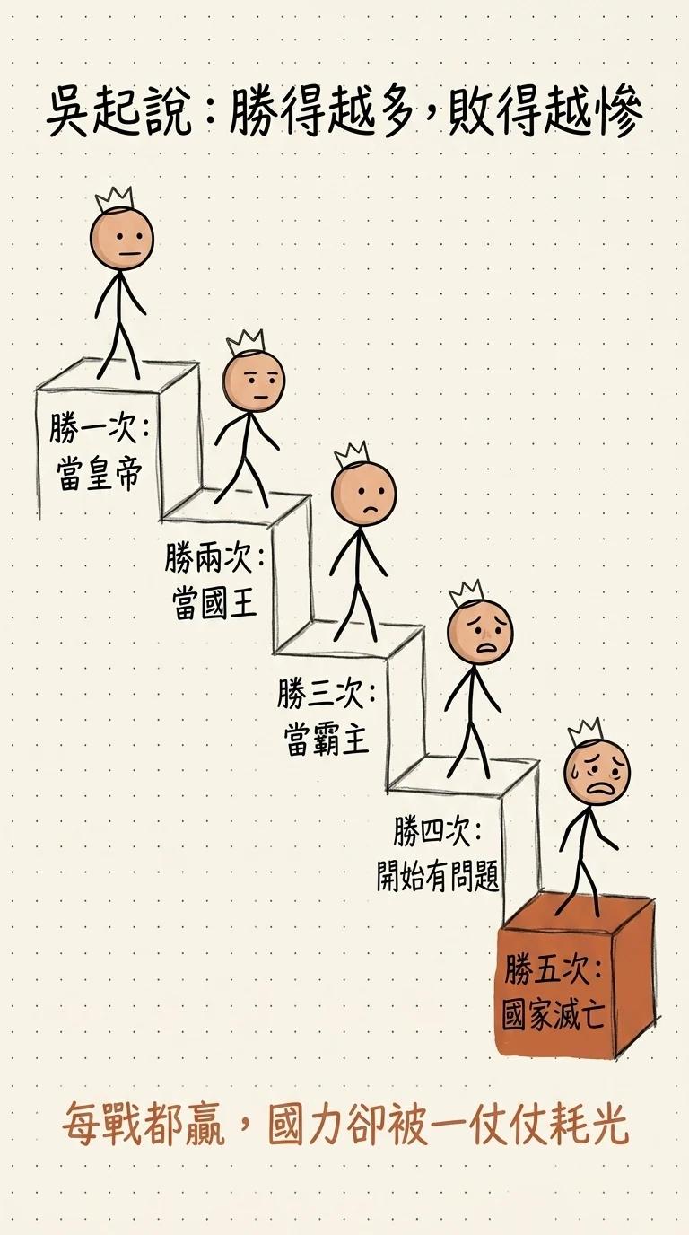 吳起的勝戰階梯:勝一次當皇帝、勝兩次當國王、勝五次反而國家滅亡,每戰都贏國力卻被耗光