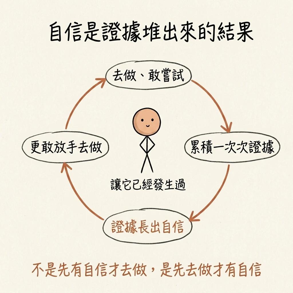 自信是證據堆出來的閉環:去做敢嘗試、累積一次次證據、證據長出自信、更敢放手去做,不是先有自信才去做而是先去做才有自信