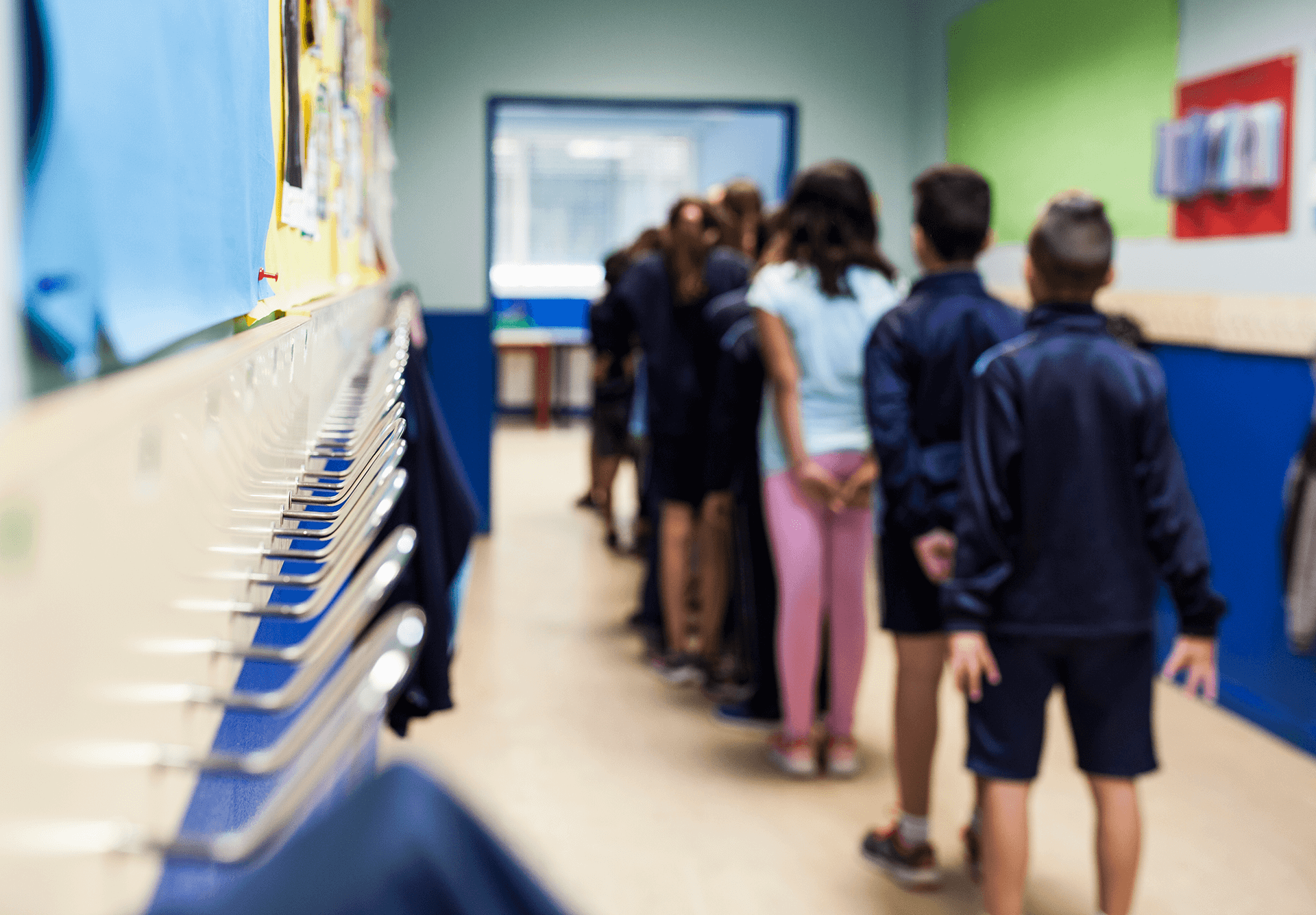 students in line at school