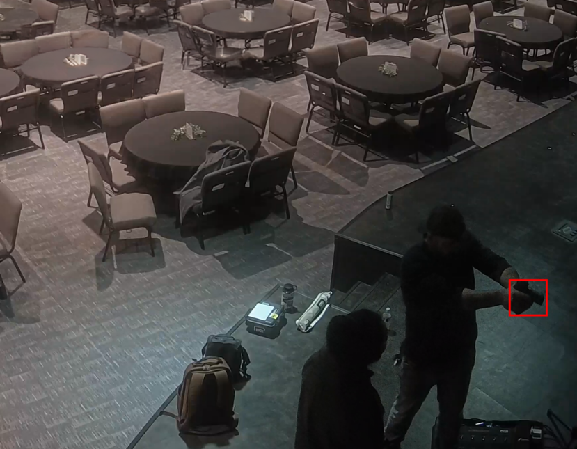 Sanitized weapon detection still from a place of worship camera