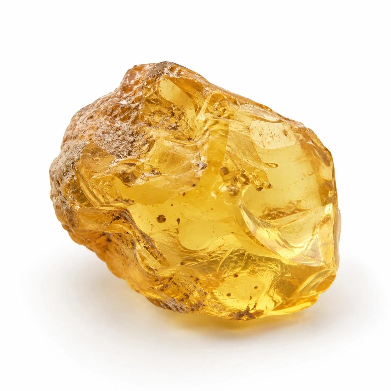 Warme honinggele Copal resin steen met natuurlijke doorschijnende structuur