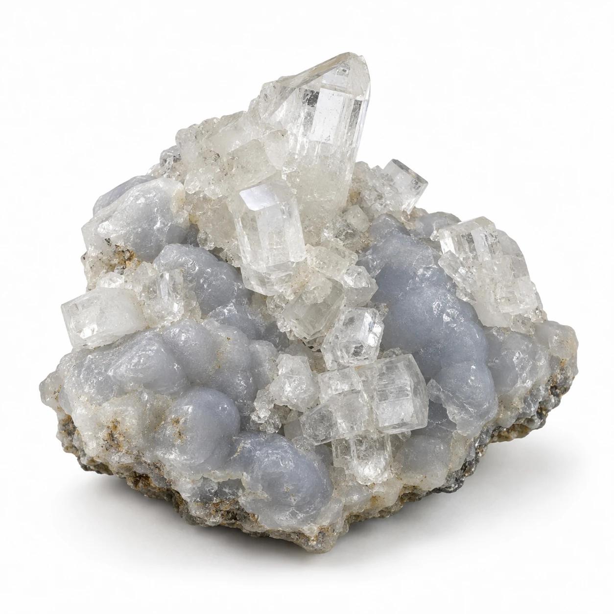 Natuurlijke cluster van apofyliet met chalcedoon