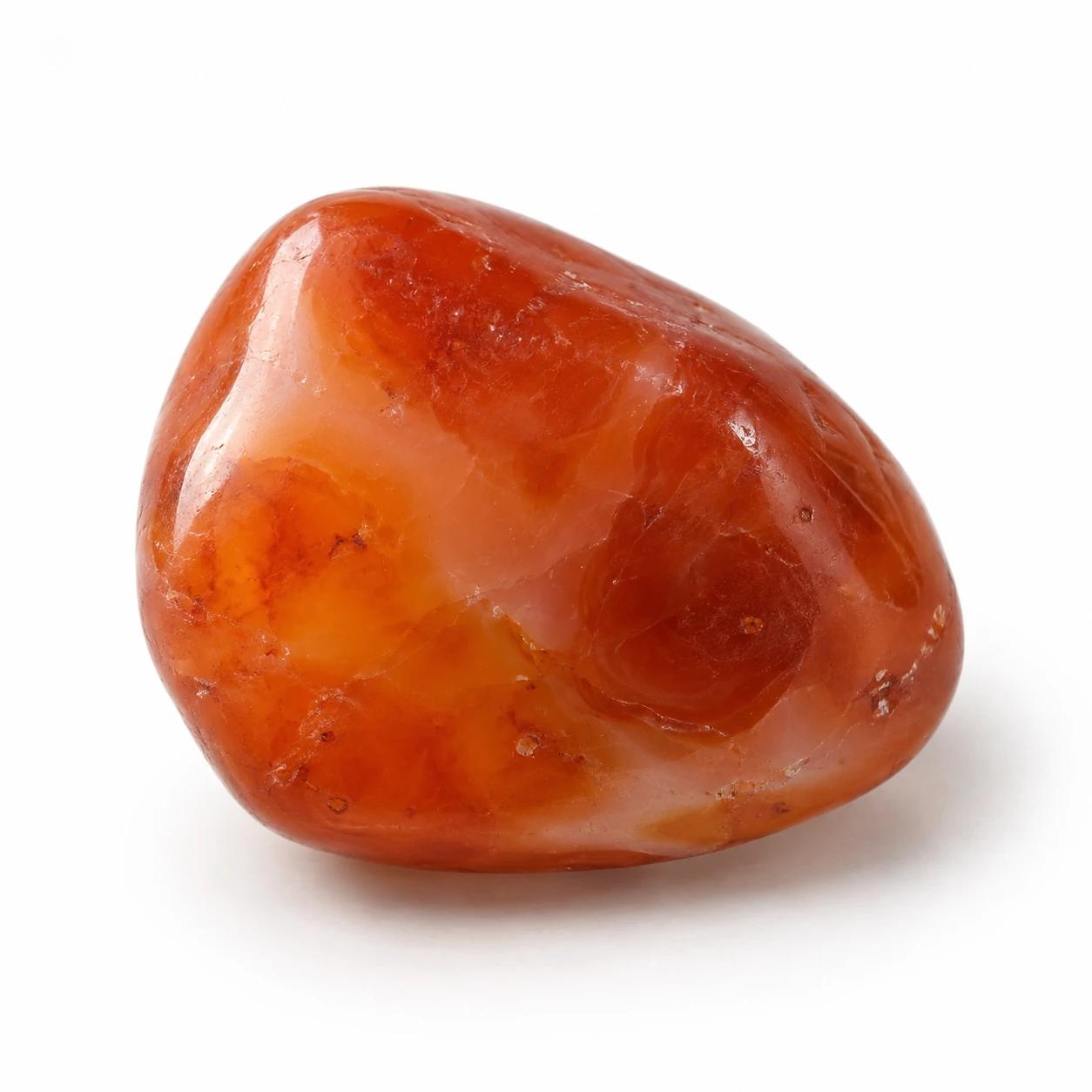Gepolijste Carneool knuffelsteen in warm oranje tot roodbruine tint