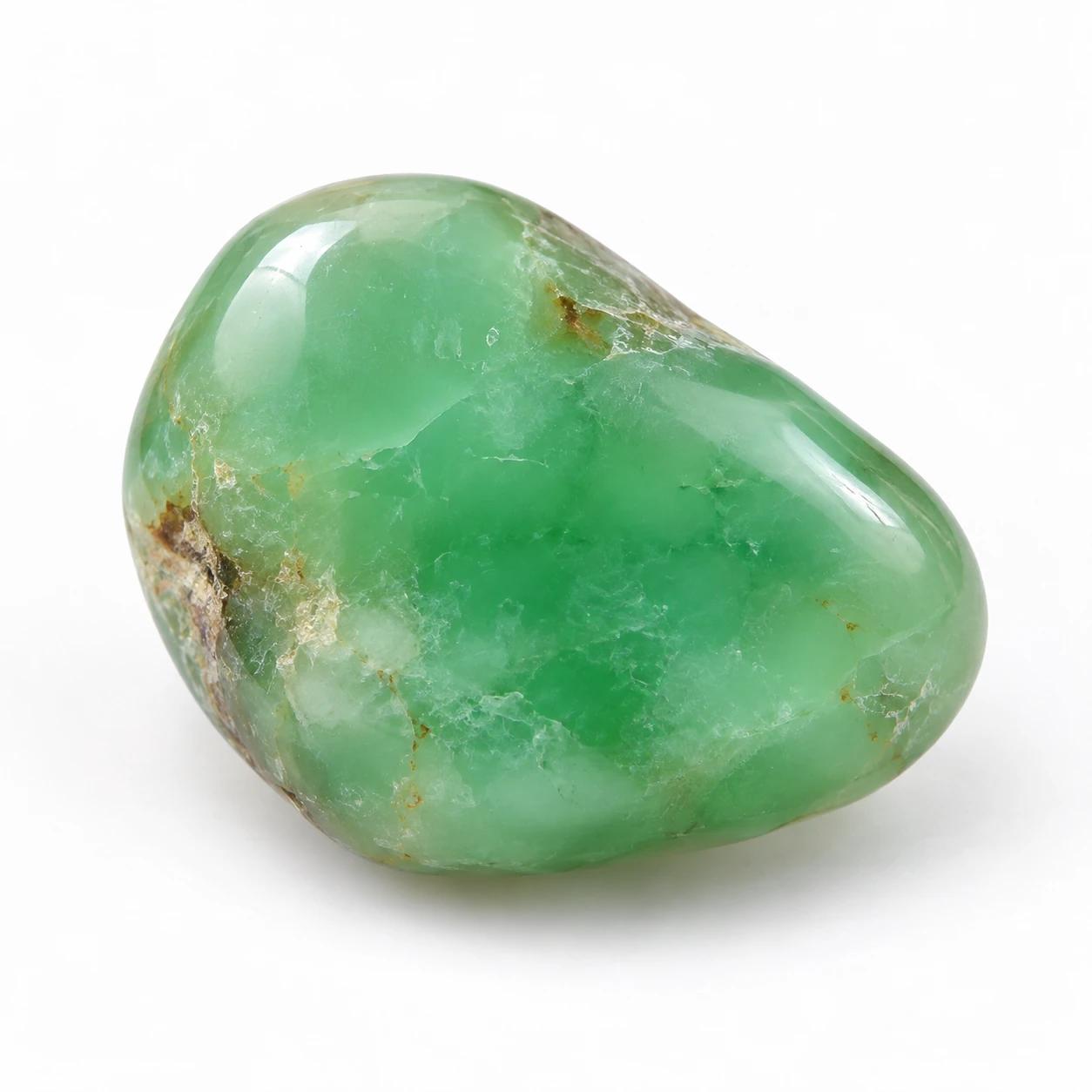 Appelgroene gepolijste Chrysopraas knuffelsteen met natuurlijke kleurverschillen