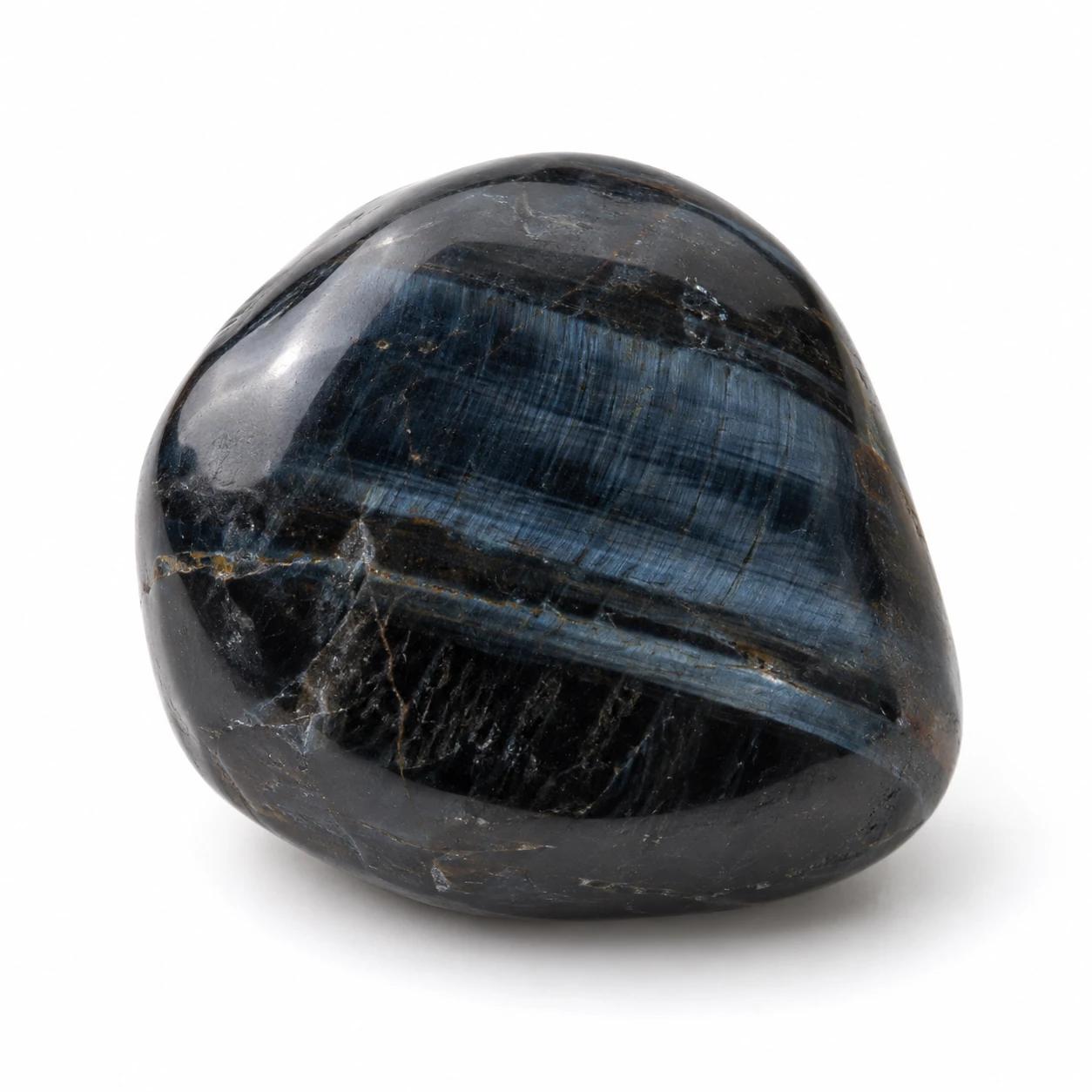 Gepolijste blauw tijgeroog of haviksoog knuffelsteen met zijdeglans