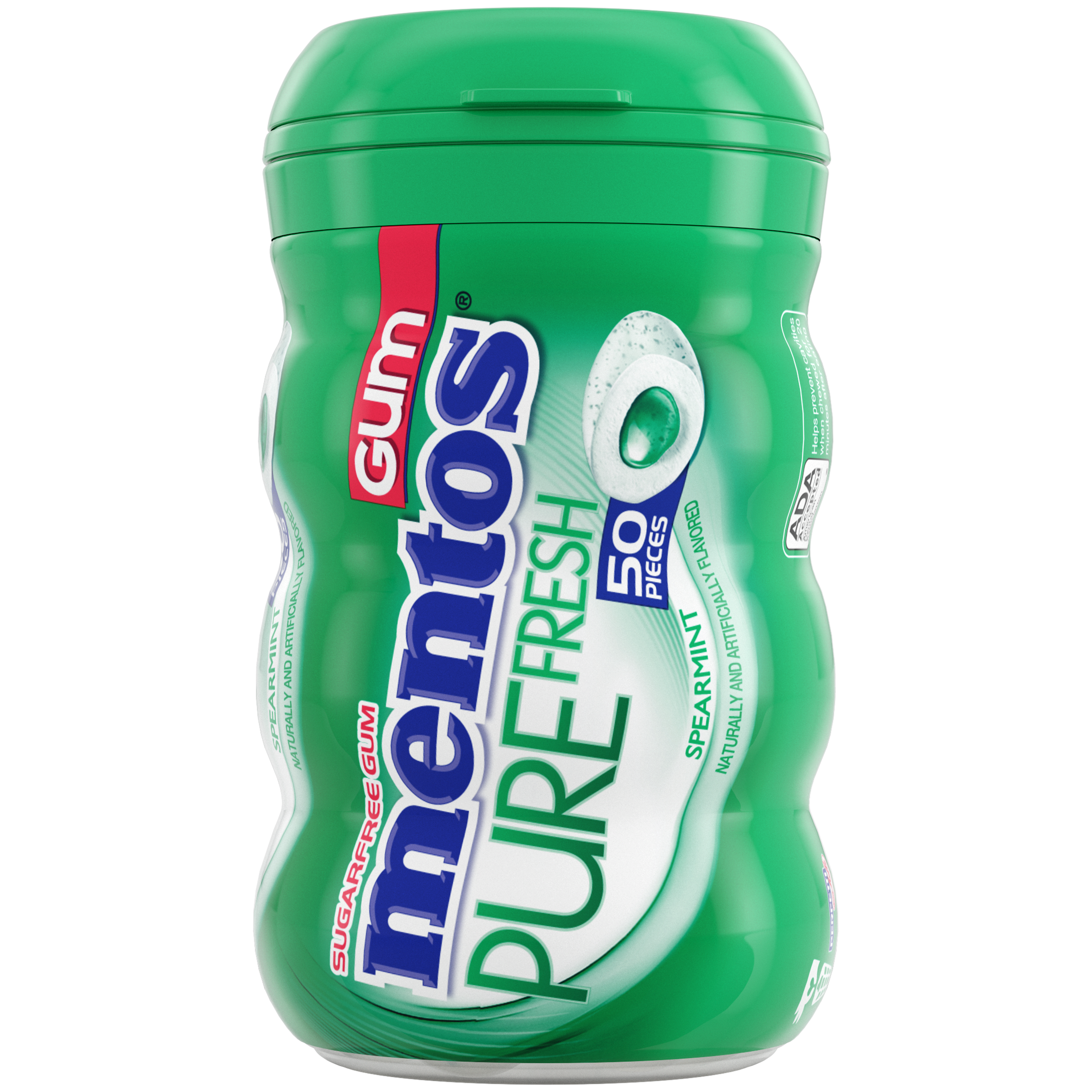 Mentos Pure Fresh Gum Spearmint - 50pc Curvy Bottle