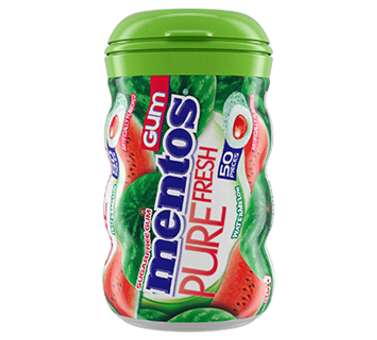 Mentos Pure Fresh Gum Watermelon - 50pc Curvy Bottle