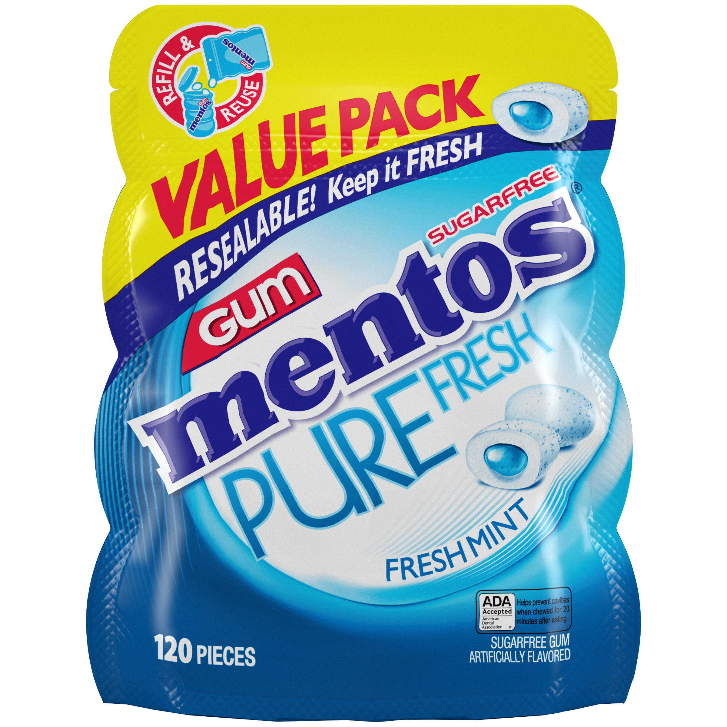 Mentos Pure Fresh Gum Fresh Mint - 120pc