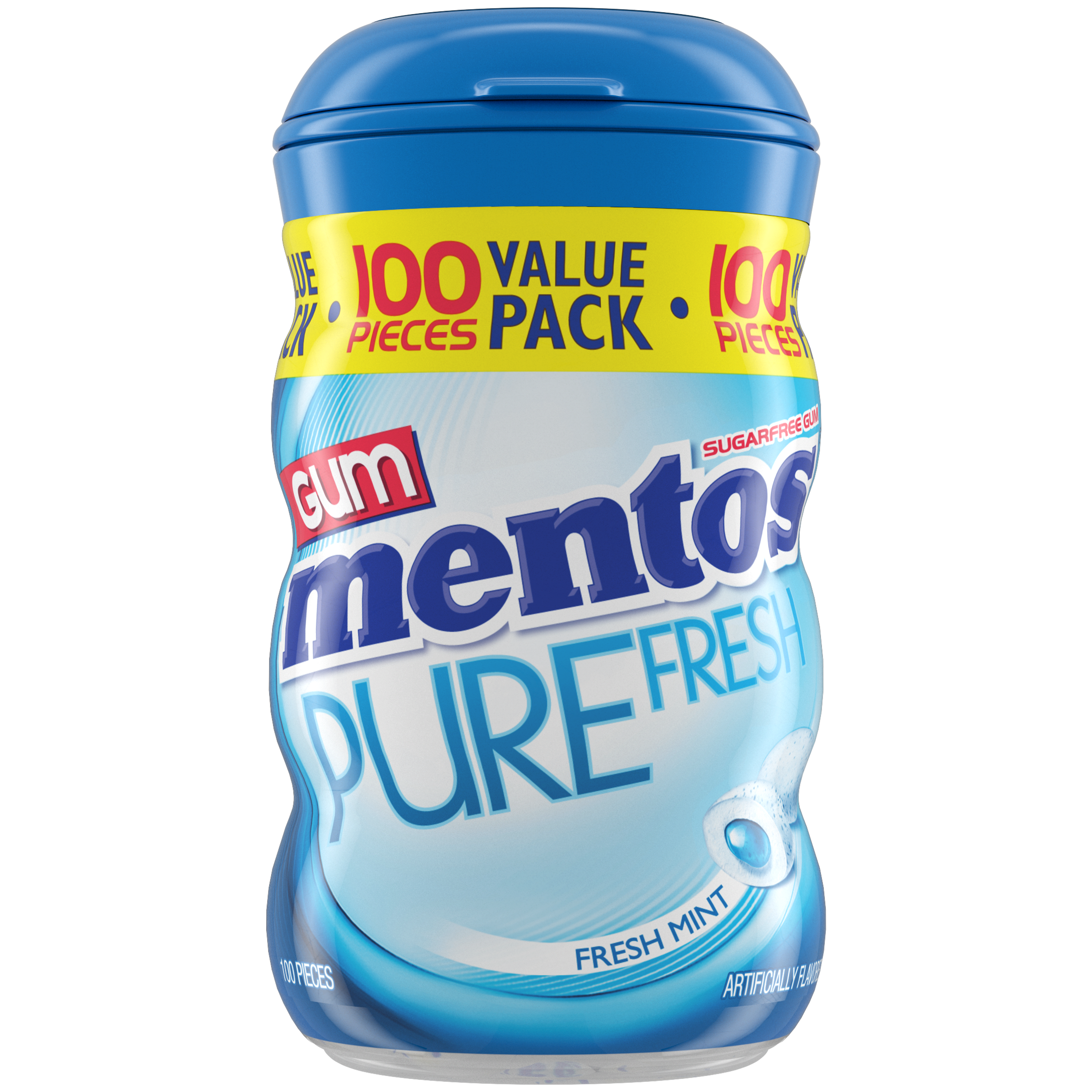 Mentos Pure Fresh Gum Fresh Mint - 100pc XL Curvy Bottle