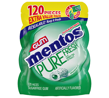Mentos Pure Fresh Gum Spearmint - 120pc