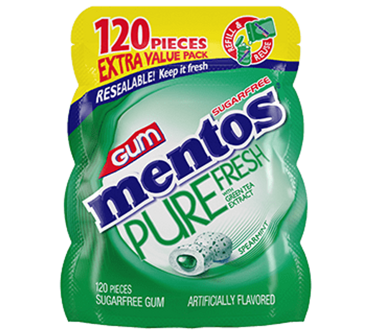 Mentos Pure Fresh Gum Spearmint - 120pc