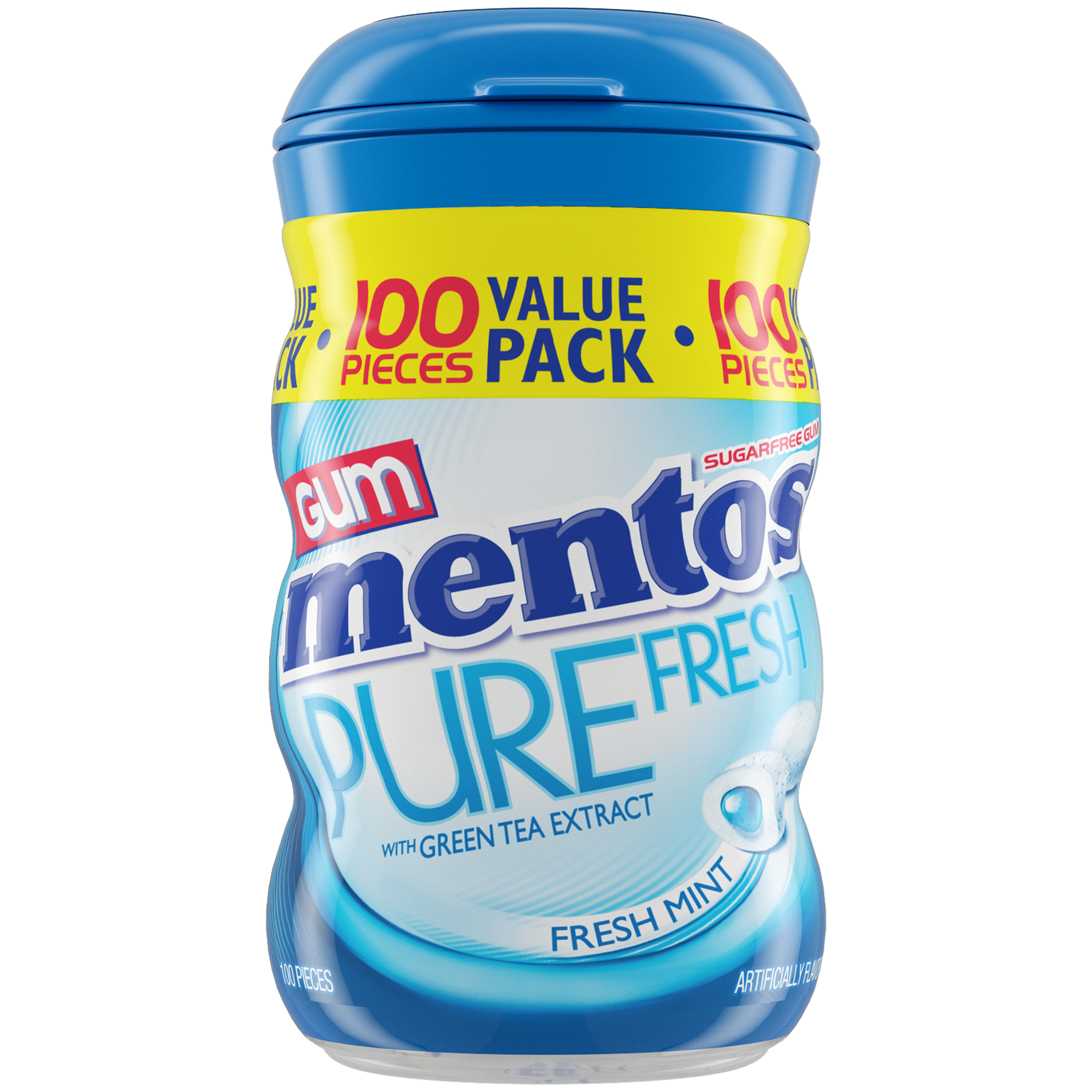 Mentos Pure Fresh Gum Fresh Mint - 100pc XL Curvy Bottle