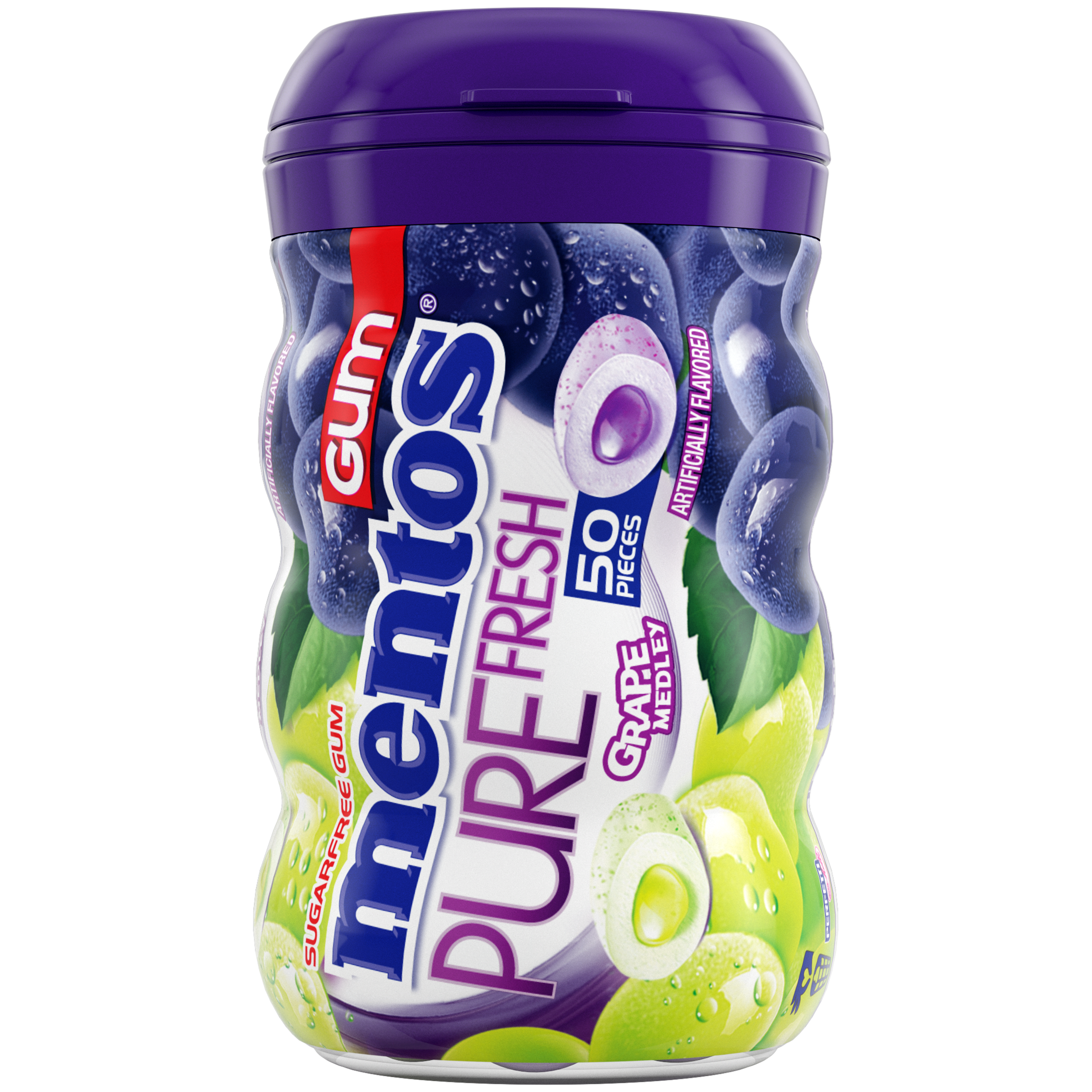 Mentos Pure Fresh Gum Grape Medley - 50pc Curvy Bottle
