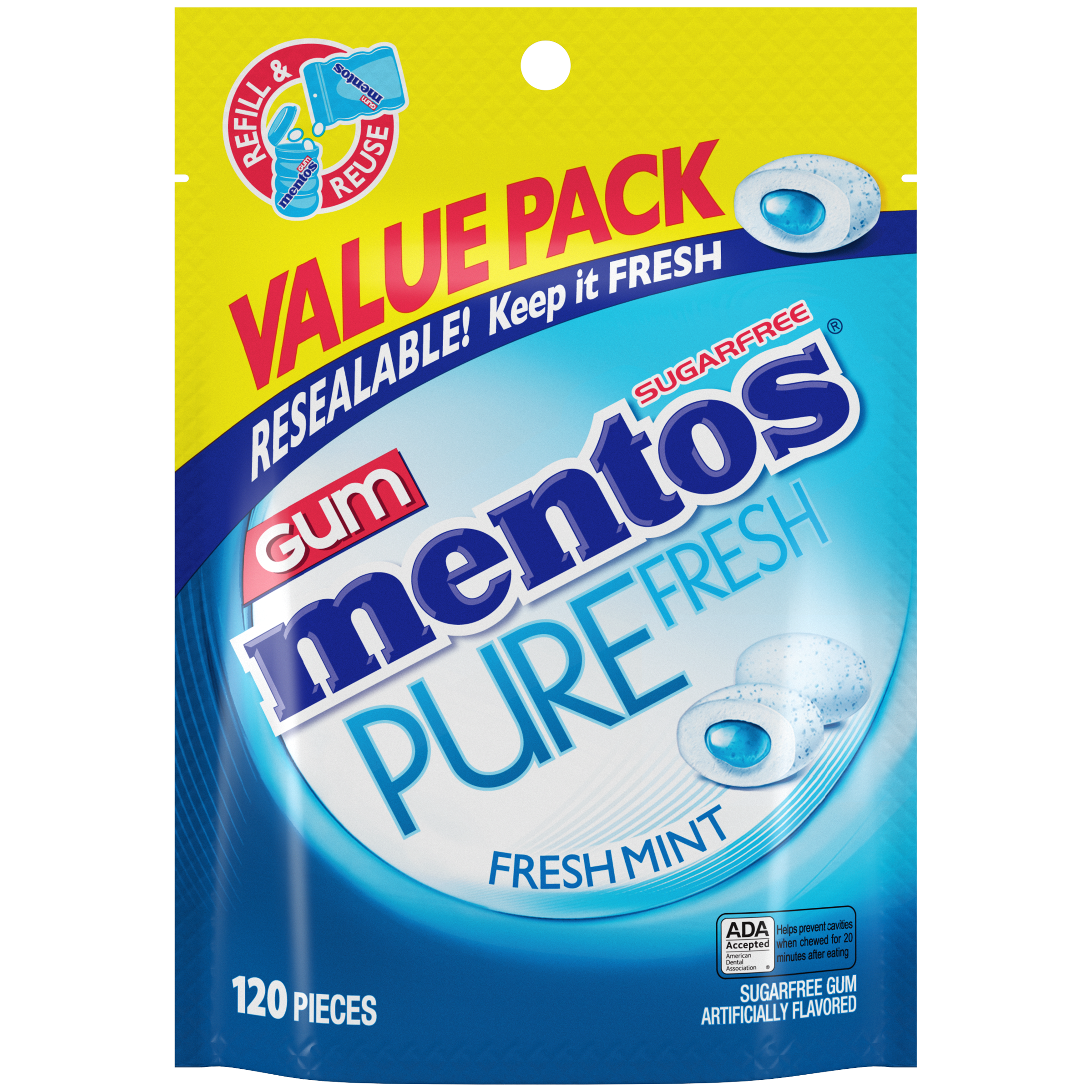 Mentos Pure Fresh Gum Fresh Mint - 120pc