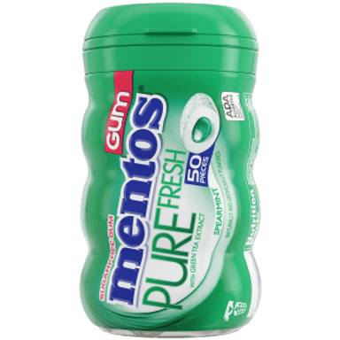 Mentos Pure Fresh Gum Spearmint - 80pc Paperboard Bottle | Mentos US