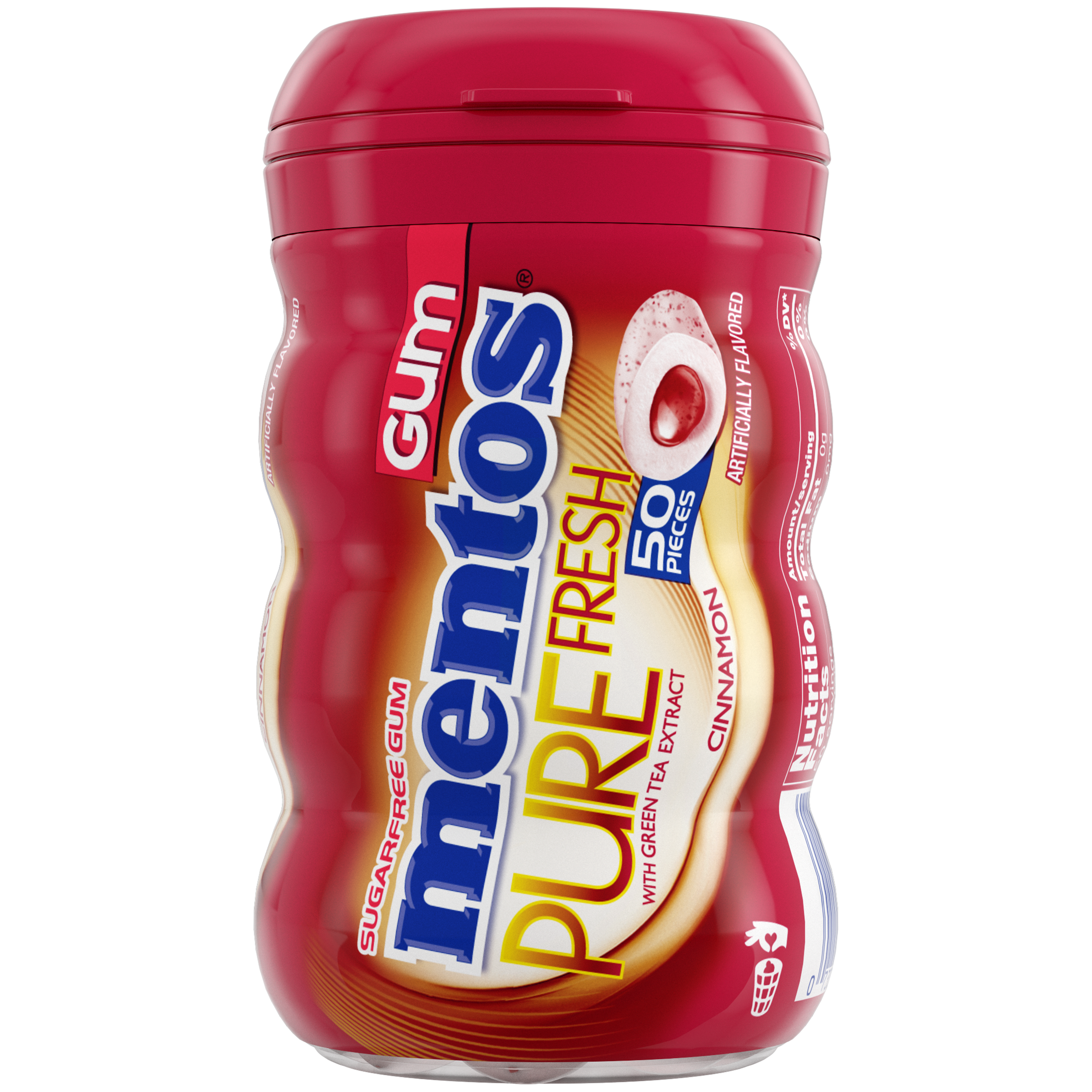 Mentos Pure Fresh Gum Cinnamon - 50pc Curvy Bottle