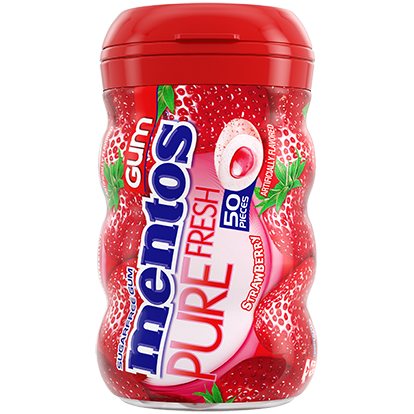 Mentos Pure Fresh Gum Strawberry - 50pc Curvy Bottle