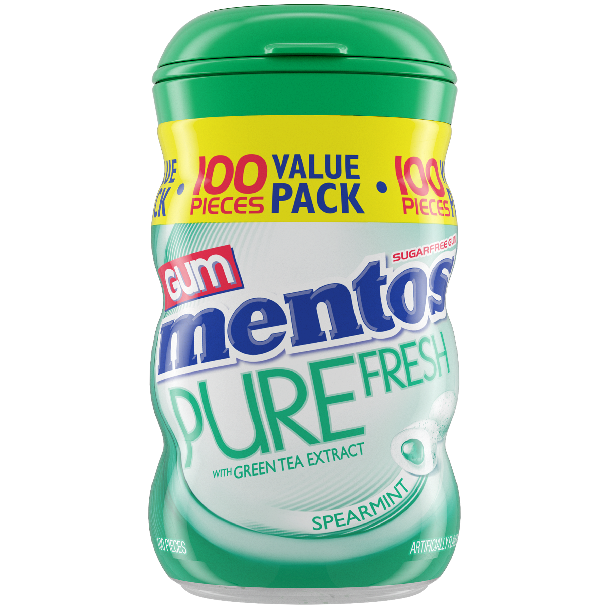 Mentos Pure Fresh Gum Spearmint - 100pc XL Curvy Bottle