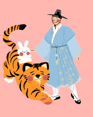 sticker tigre hanbok